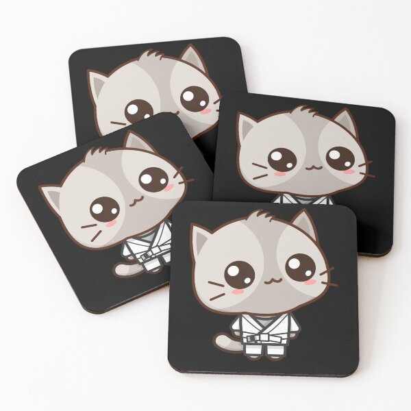 Item preview, BJJ Brazilian jiu jitsu white belt kawaii cat designed and sold by NaomiTankersly.