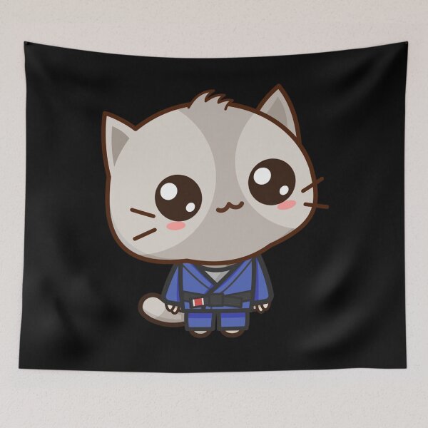 Item preview, Brazilian Jiu Jitsu Black Belt Combat Sport Cute Kawaii Cat designed and sold by NaomiTankersly.