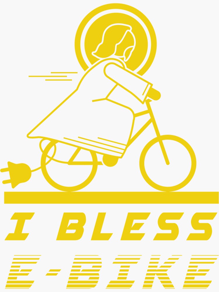 "Bless EBike Jesus Christ EBike Ebike Bike Cycling" Sticker by