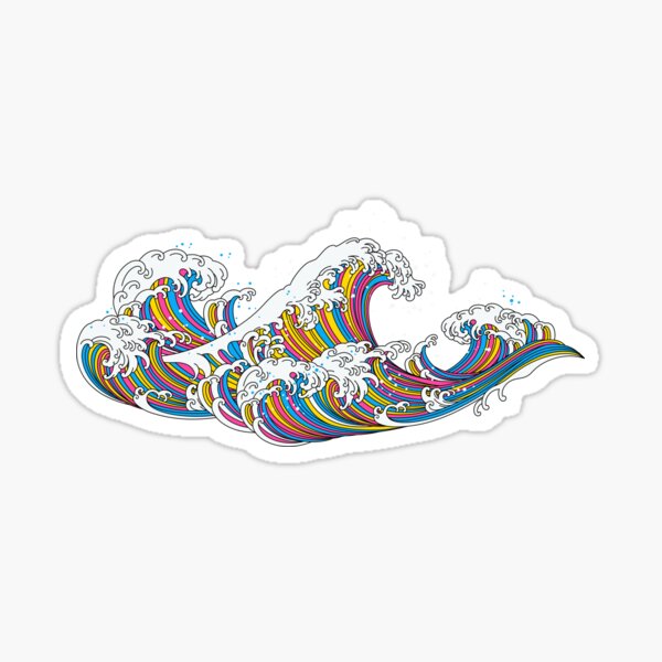 Item preview, Long Japanese Waves Pan. Pansexual Pride designed and sold by Subtle Pride Shop.