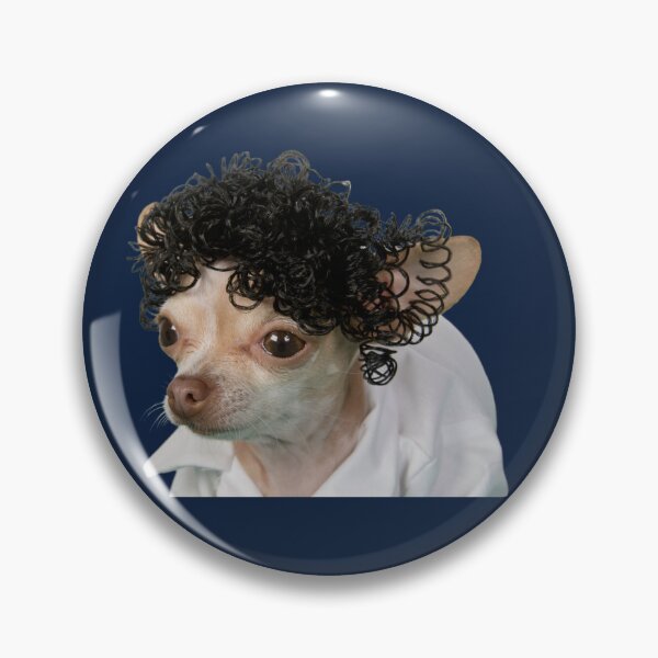 Item preview, a little chihuahua wearing a curly wig designed and sold by DeepJo.