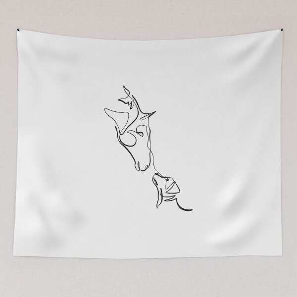 Item preview, Horse and Dog One Line Drawing Art Print designed and sold by Zetsmo.