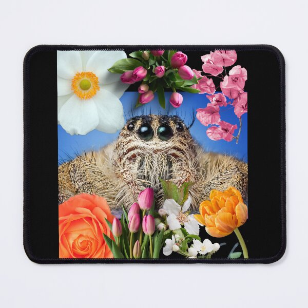 Item preview, Adorable Jumping Spider With Colorful Flowers Digital Collage Design designed and sold by EarthArtDesigns.