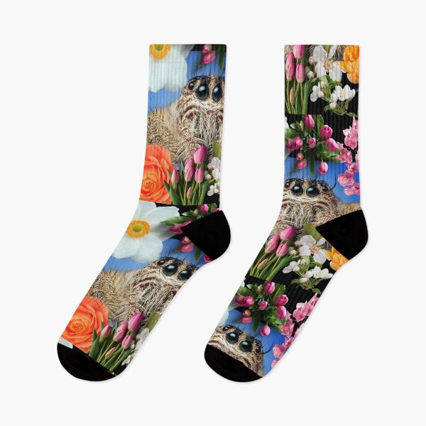 Item preview, Adorable Jumping Spider With Colorful Flowers Digital Collage Design designed and sold by EarthArtDesigns.