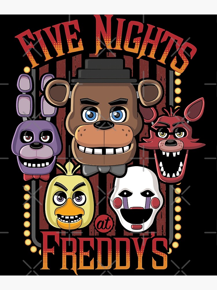 Five Nights At Freddys Pizzeria Multi Character Poster By 