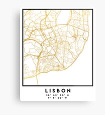 LISBON PORTUGAL CITY STREET MAP ART Metal Print