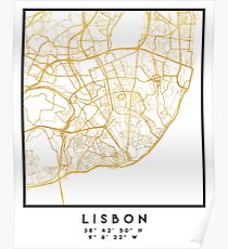 LISBON PORTUGAL CITY STREET MAP ART Poster