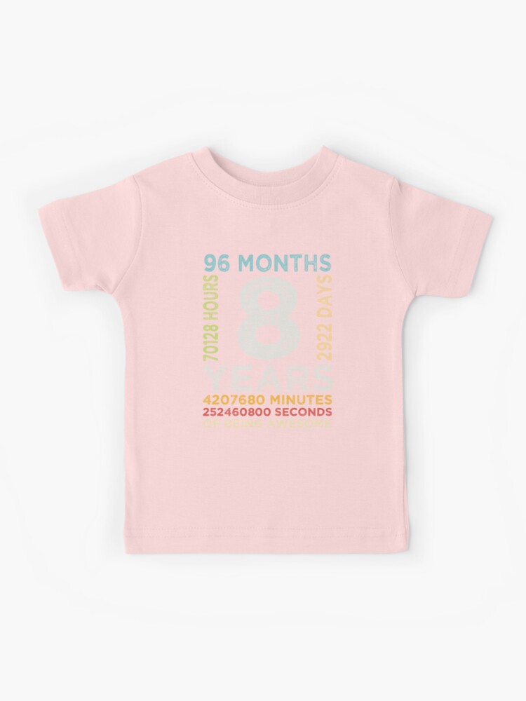 8 Years Old 8th Birthday Vintage Retro T Shirt 96 Months 8 Years Old 8th Birthday Vintage Retro T Shirt 96 Months