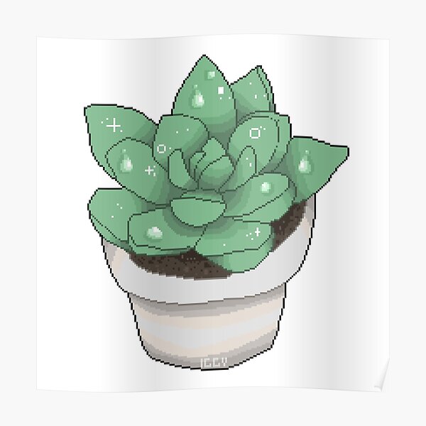 Pixel Succulent Poster By Iguanodoo Redbubble