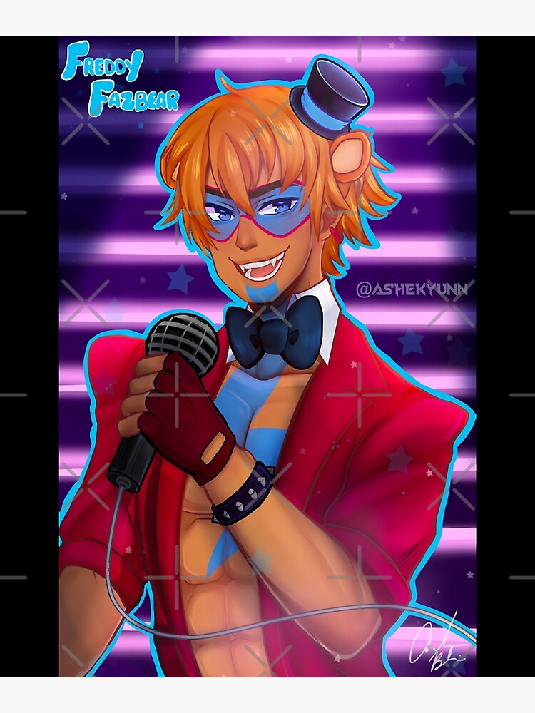 Freddy fazbear from fnaf illustrated as anime boy