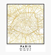 PARIS FRANCE CITY STREET MAP ART Photographic Print