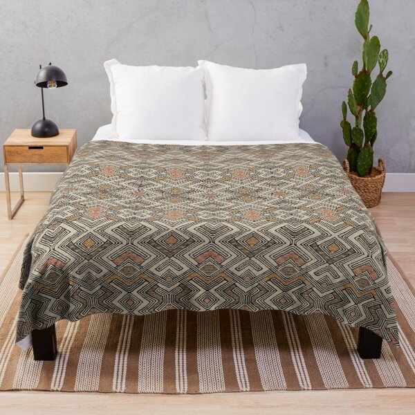 Oriental Abstract North African Traditional Boho Moroccan Fabric Style Throw Blanket