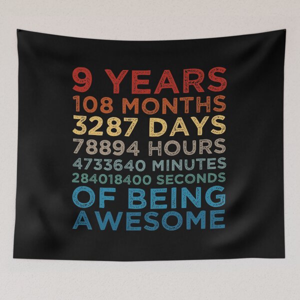 Item preview, Kids 9th Birthday 9 Years Old Vintage Retro 108 Months Boys And Girls designed and sold by pedrored369.