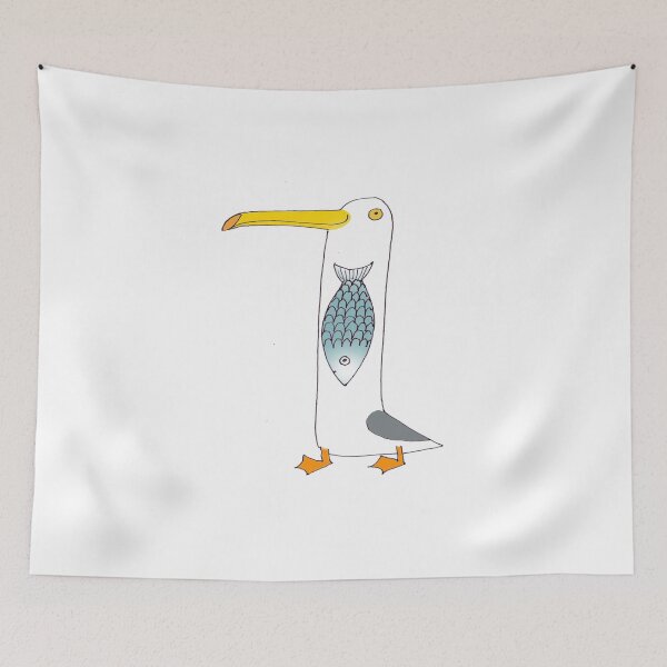 Item preview, Seagull with big fish designed and sold by HazelTerry.