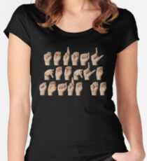 Normal people scare me - fingerspelled in ASL Women's Fitted Scoop T-Shirt