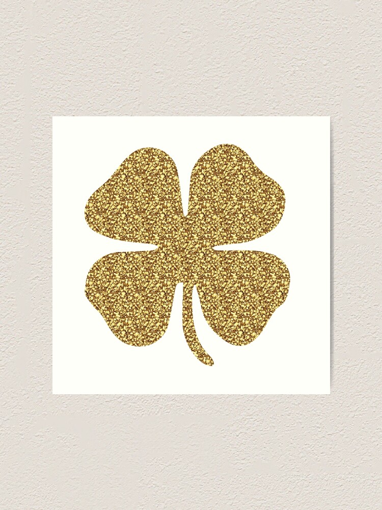 Gold Glittery 4 leaf clover | Art Print