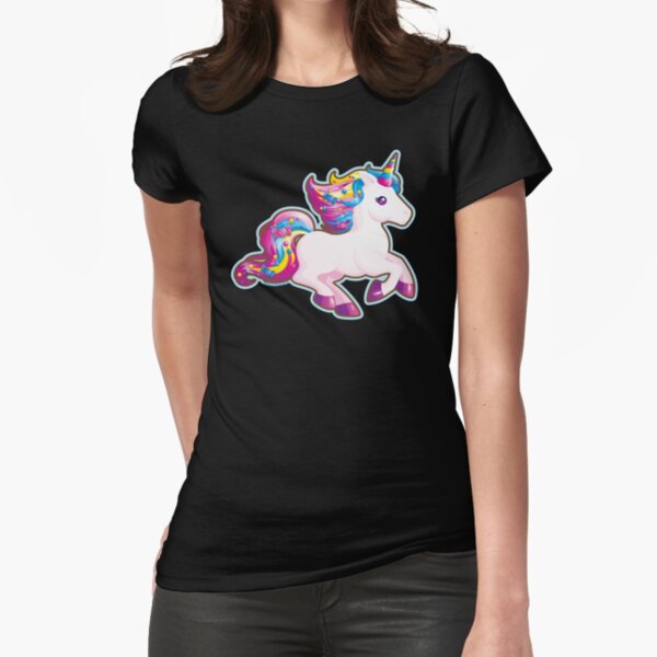 Kawaii Magical Candy Unicorn Fitted T-Shirt