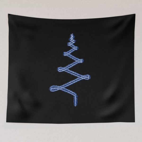 Item preview, Abstract Minimalist Light Streak Christmas Tree in Blue on Black designed and sold by James-Cole.
