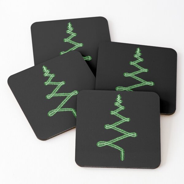 Item preview, Abstract Minimalist Light Streak Christmas Tree in Green on Black designed and sold by James-Cole.
