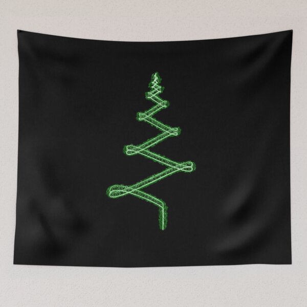 Item preview, Abstract Minimalist Light Streak Christmas Tree in Green on Black designed and sold by James-Cole.
