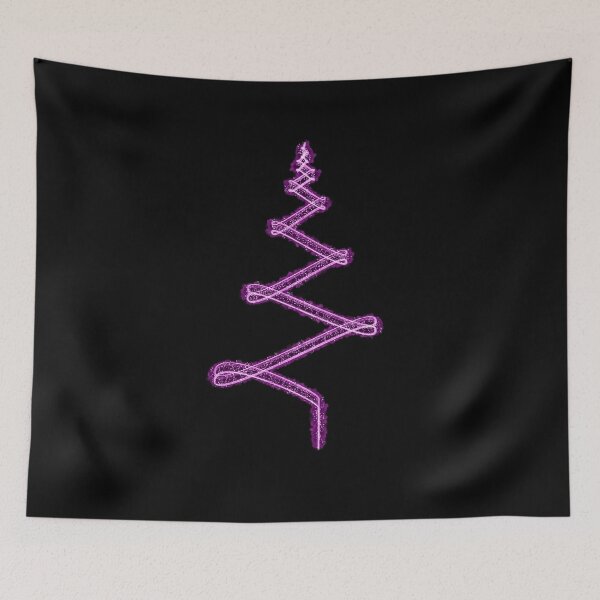 Item preview, Abstract Minimalist Light Streak Christmas Tree in Pink on Black designed and sold by James-Cole.