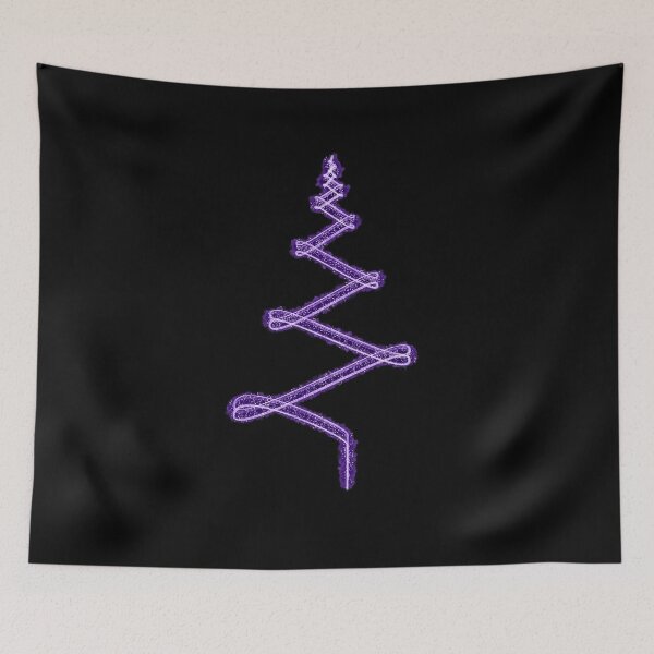 Item preview, Abstract Minimalist Light Streak Christmas Tree in Purple on Black designed and sold by James-Cole.