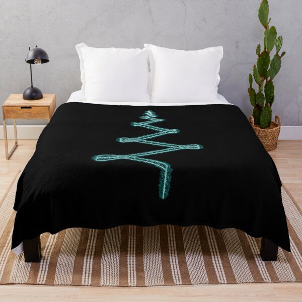 Item preview, Abstract Minimalist Light Streak Christmas Tree in Turquoise on Black designed and sold by James-Cole.