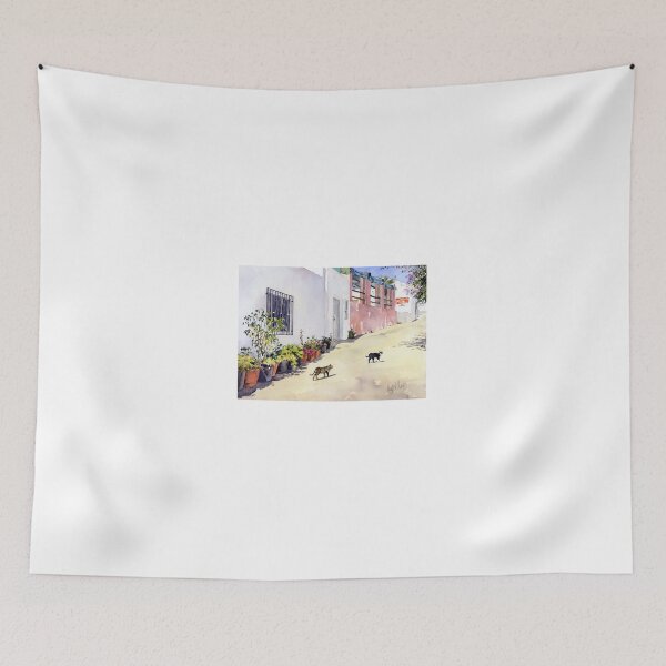 Item preview, Village Street with Cats, Hortichuelas, Almeria, Spain designed and sold by Margaret Merry.