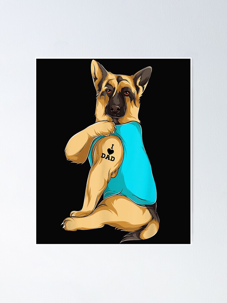 German Shepherd I Love Dad Tattoo Apparel, Dog Dad Gifts