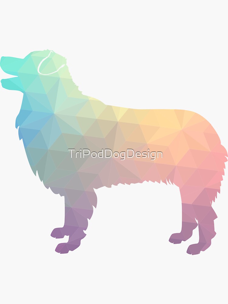 Thumbnail 3 of 3, Sticker, Australian Shepherd Dog Breed Geometric Silhouette Pastel designed and sold by TriPodDogDesign.