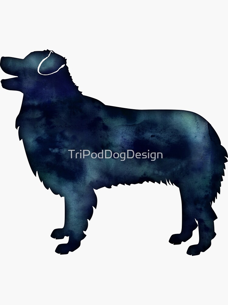 Thumbnail 3 of 3, Sticker, Australian Shepherd Dog Breed Black Watercolor Silhouette designed and sold by TriPodDogDesign.