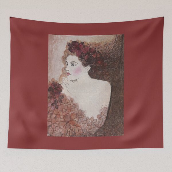 Item preview, FLOWER-PRINCESS CON AUBURN HYDRANGEAS - Acuarela-Pintura-Diseño designed and sold by RubaiDesign.