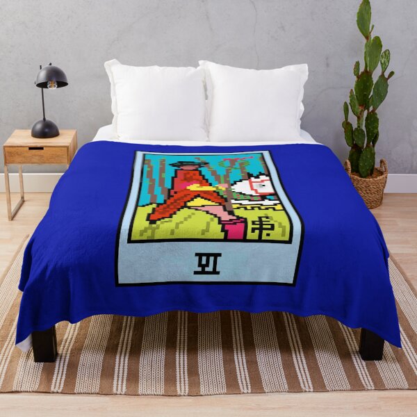 Item preview, Wait, is this pixel art tarot? Blue - Minor Arcana 'Six of Wands' (Design for T-shirt, stickers and other accessories) designed and sold by Pixel Waite.