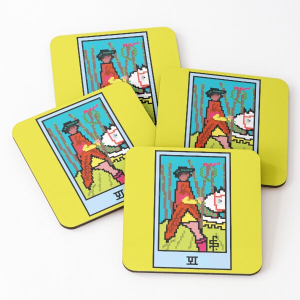 Item preview, Wait, is this pixel art tarot? Yellow - Minor Arcana 'Six of Wands' (Design for T-shirt, stickers and other accessories) designed and sold by Pixel Waite.