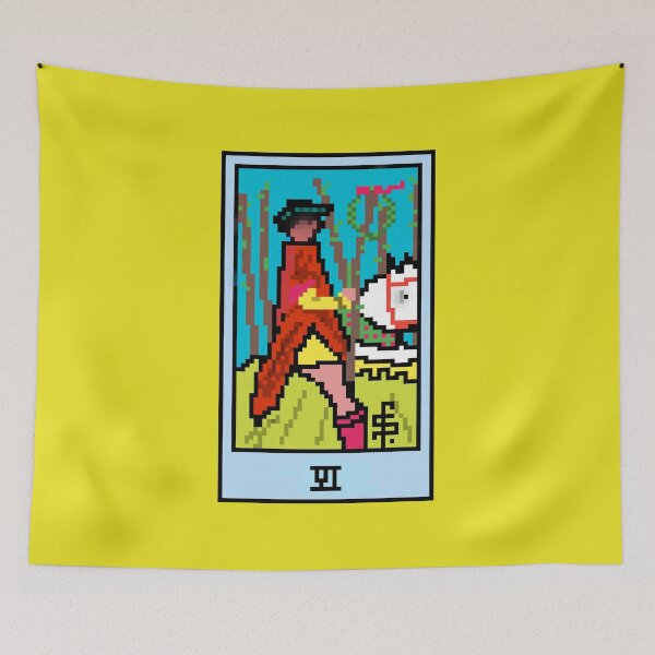 Item preview, Wait, is this pixel art tarot? Yellow - Minor Arcana 'Six of Wands' (Design for T-shirt, stickers and other accessories) designed and sold by Pixel Waite.