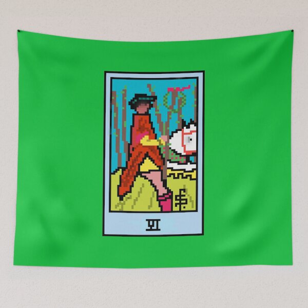 Item preview, Wait, is this pixel art tarot? Green - Minor Arcana 'Six of Wands' (Design for T-shirt, stickers and other accessories) designed and sold by Pixel Waite.