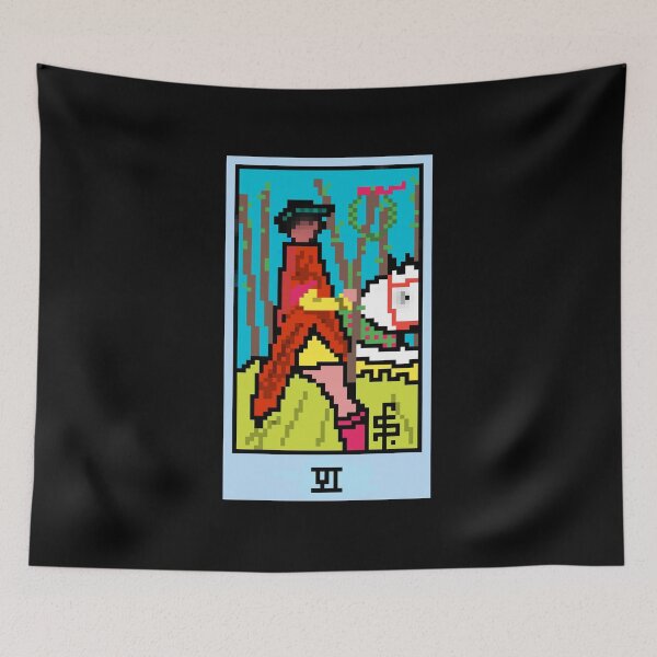Item preview, Wait, is this pixel art tarot? Black - Minor Arcana 'Six of Wands' (Design for T-shirt, stickers and other accessories) designed and sold by Pixel Waite.