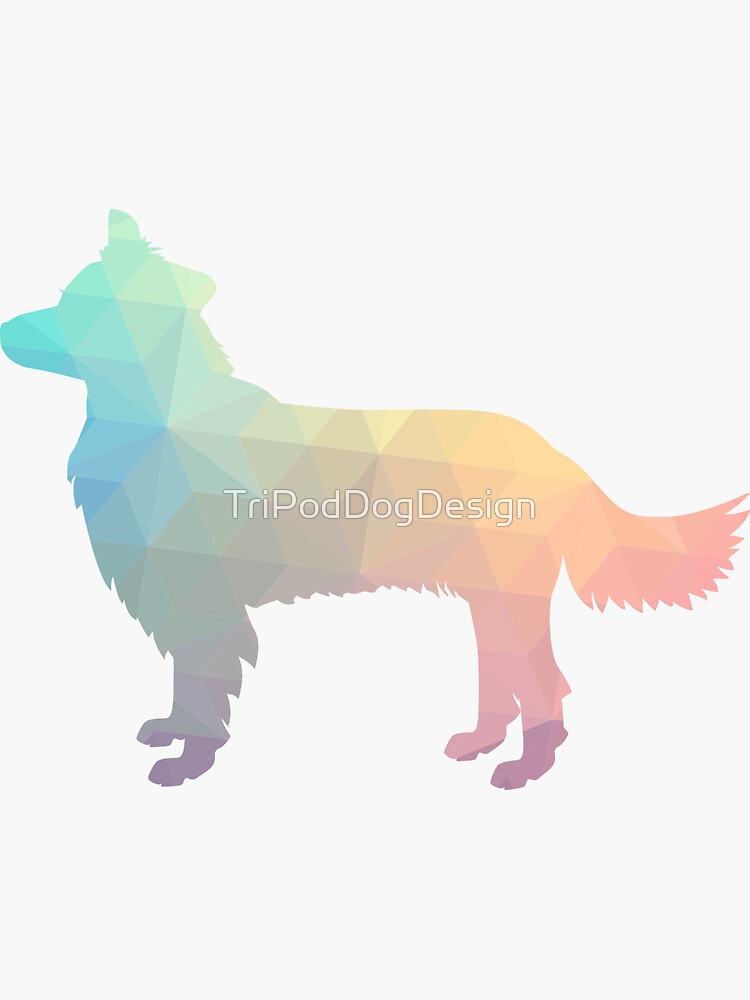 Thumbnail 3 of 3, Sticker, Border Collie Dog Breed Geometric Pattern Silhouette Pastel designed and sold by TriPodDogDesign.