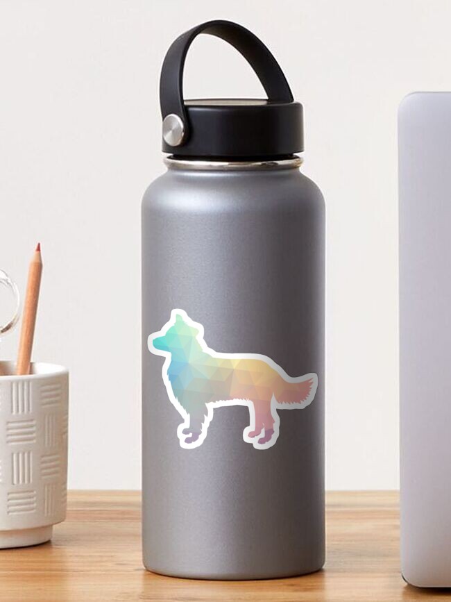 Thumbnail 1 of 3, Sticker, Border Collie Dog Breed Geometric Pattern Silhouette Pastel designed and sold by TriPodDogDesign.