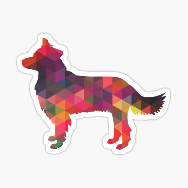 Border Collie Dog Breed Geometric Pattern Silhouette Multi Sticker