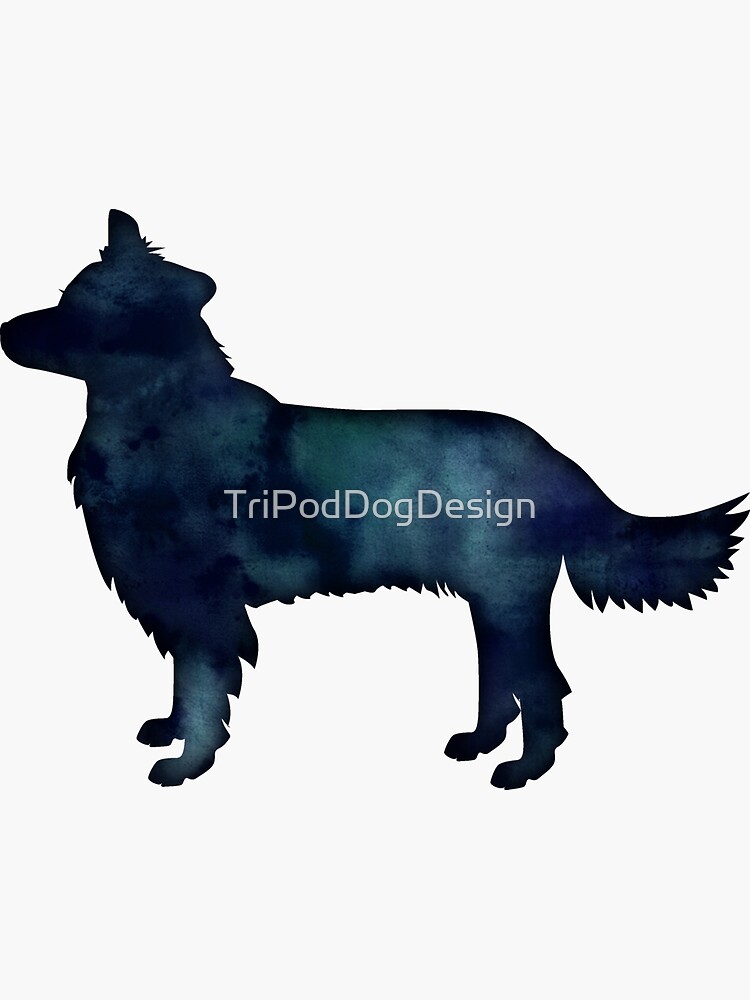 Thumbnail 3 of 3, Sticker, Border Collie Dog Breed Black Watercolor Silhouette designed and sold by TriPodDogDesign.