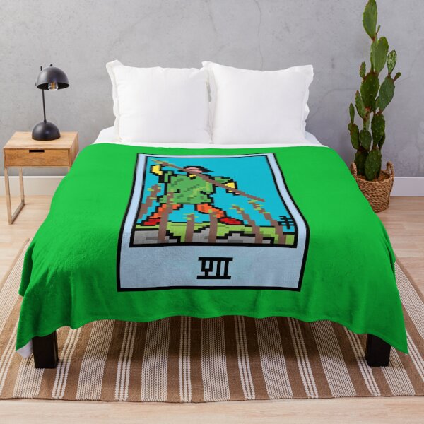 Item preview, Wait, is this pixel art tarot? Green - Minor Arcana 'Seven of Wands' (Design for T-shirt, stickers and other accessories) designed and sold by Pixel Waite.