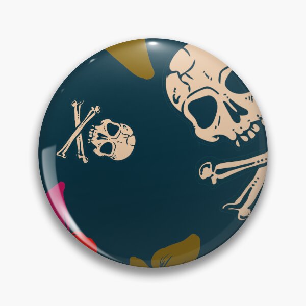 Item preview, Colorful Skull and cross Death flowers tropical tiki goth floral skull pattern designed and sold by RedFinchDesigns.