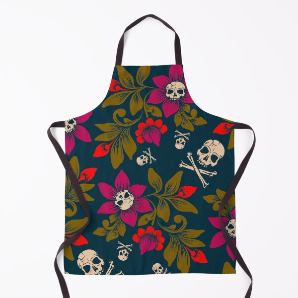 Item preview, Colorful Skull and cross Death flowers tropical tiki goth floral skull pattern designed and sold by RedFinchDesigns.