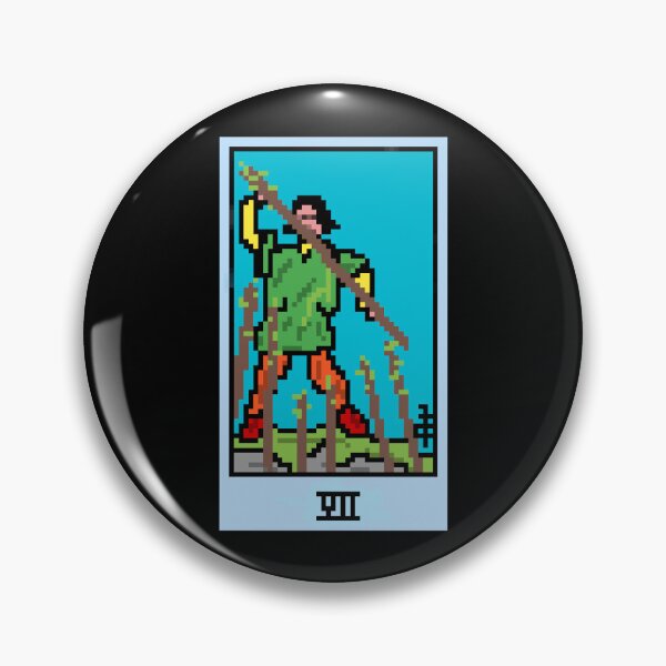 Item preview, Wait, is this pixel art tarot? Black - Minor Arcana 'Seven of Wands' (Design for T-shirt, stickers and other accessories) designed and sold by Pixel Waite.