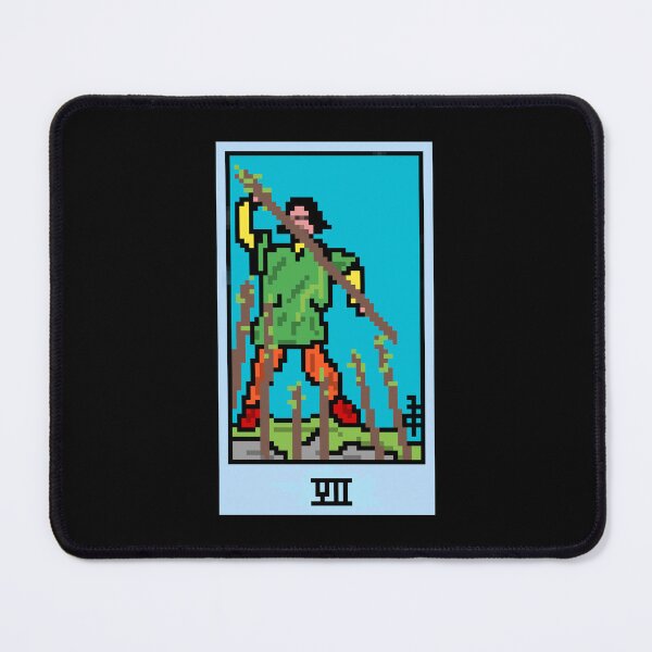 Item preview, Wait, is this pixel art tarot? Black - Minor Arcana 'Seven of Wands' (Design for T-shirt, stickers and other accessories) designed and sold by Pixel Waite.
