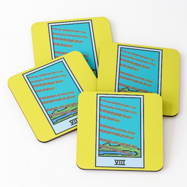 Item preview, Wait, is this pixel art tarot? Yellow - Minor Arcana 'Eight of Wands' (Design for T-shirt, stickers and other accessories) designed and sold by Pixel Waite.