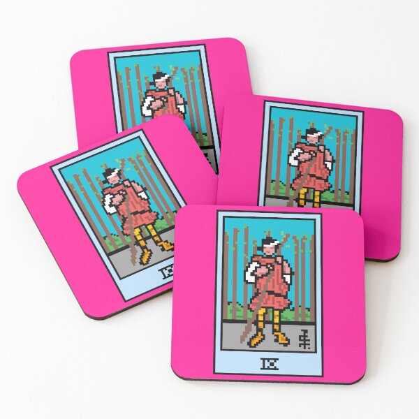 Artikelvorschau, Moment, ist das Pixel-Art-Tarot? Pink – Minor Arcana „Neun der Zauberstäbe“ (Design für T-Shirt, Aufkleber und andere Accessoires) entworfen und verkauft von Pixel Waite.