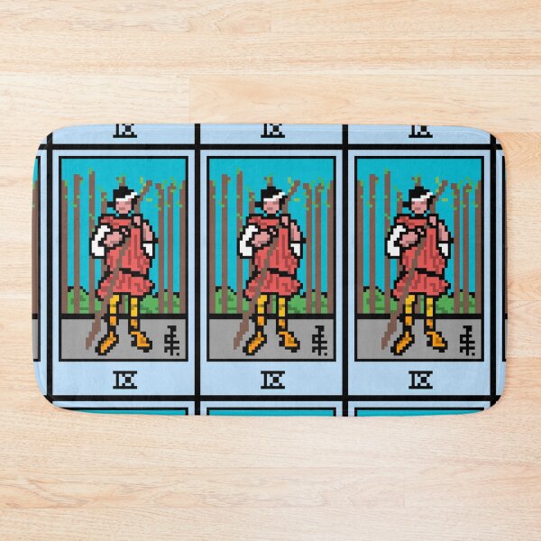 Item preview, Wait, is this pixel art tarot? Green - Minor Arcana 'Nine of Wands' (Design for T-shirt, stickers and other accessories) designed and sold by Pixel Waite.