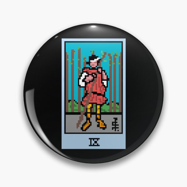 Item preview, Wait, is this pixel art tarot? Black - Minor Arcana 'Nine of Wands' (Design for T-shirt, stickers and other accessories) designed and sold by Pixel Waite.